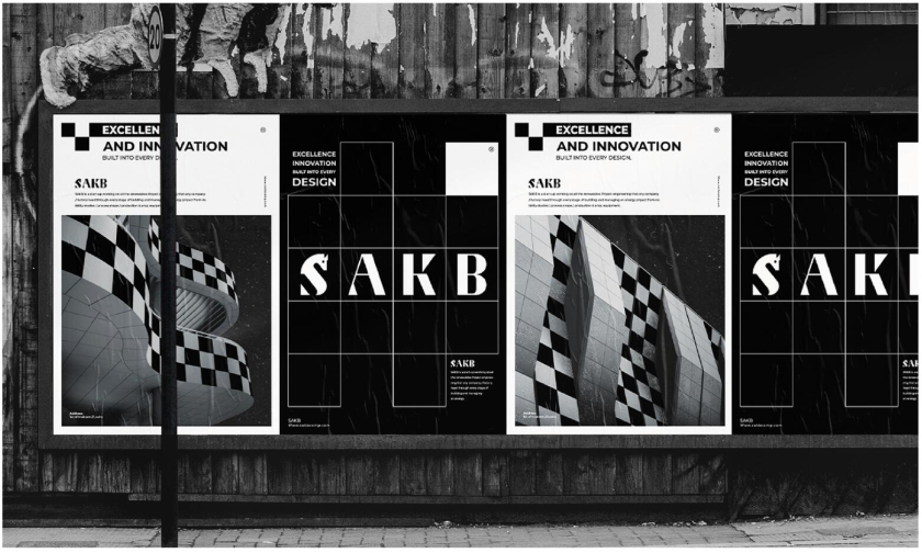 SAKB可再生能源建筑公司企業vi形象設計—S+國際象棋馬logo設計與棋盤輔助圖形設計