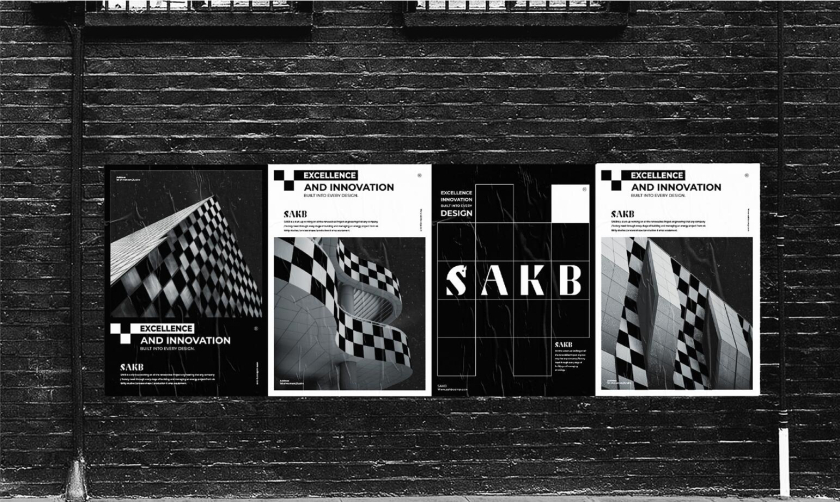 SAKB可再生能源建筑公司企業vi形象設計—S+國際象棋馬logo設計與棋盤輔助圖形設計