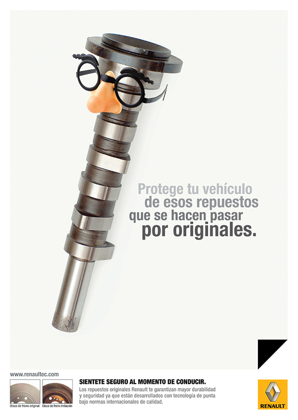 雷諾汽車原廠汽車配件平面廣告設計，不要假冒配件傷害