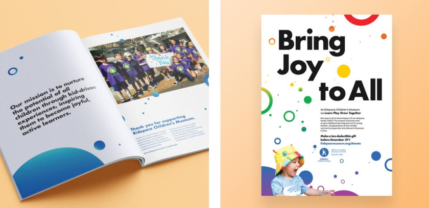 帕薩迪納Pasadena兒童空間博物館宣傳畫冊年度報告設計，圓形色彩環