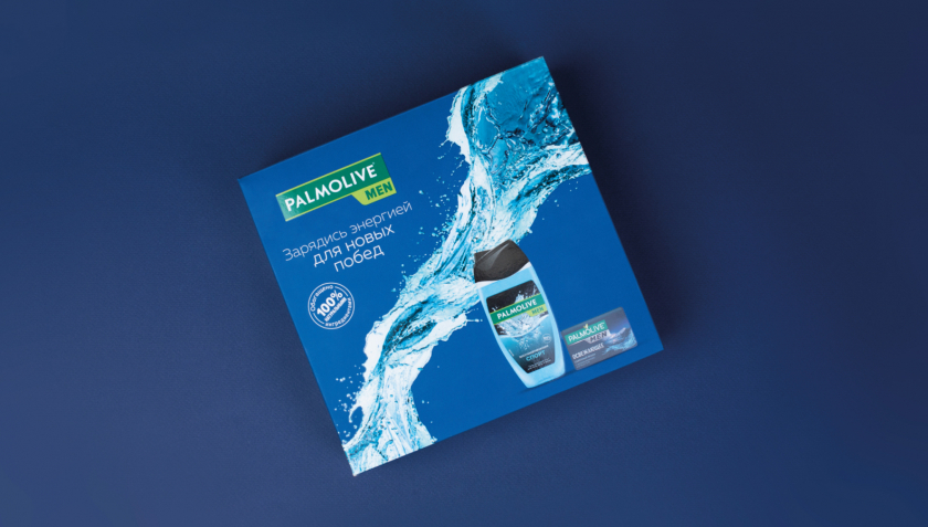 Palmolive 洗護沐浴露禮品套裝禮盒包裝設計,對角線植物圖案 Palmolive 洗護沐浴露禮品套裝禮盒包裝設計,對角線植物圖案