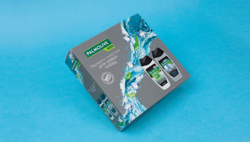 Palmolive 洗護沐浴露禮品套裝禮盒包裝設計,對角線植物圖案 Palmolive 洗護沐浴露禮品套裝禮盒包裝設計,對角線植物圖案