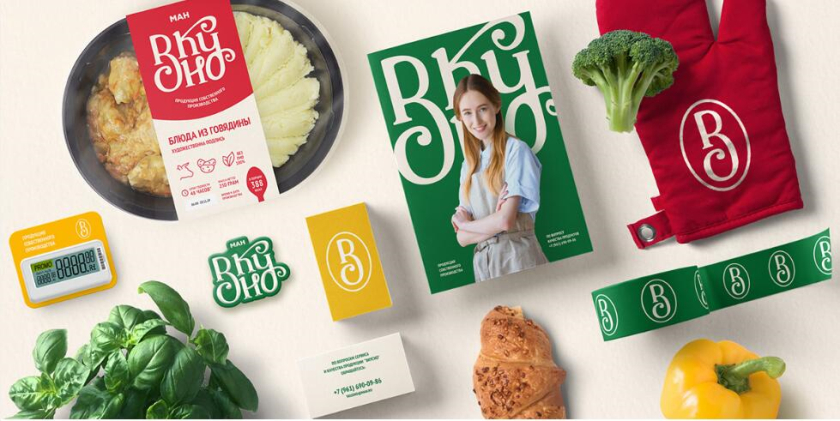 Вкусно 食品連鎖零售商品牌vi形象設計包裝設計，手寫字體+豐富配色營造食欲感