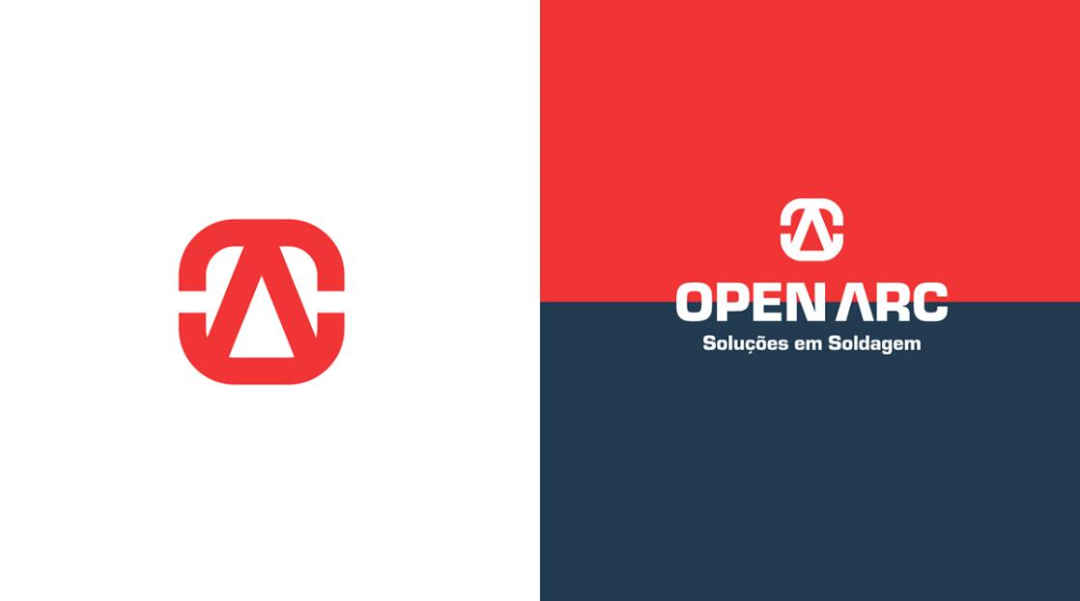 Open Arc 焊接解決方案公司企業視覺形象識別設計，字母O+A電弧打開圖形