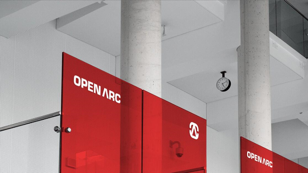 Open Arc 焊接解決方案公司企業視覺形象識別設計，字母O+A電弧打開圖形
