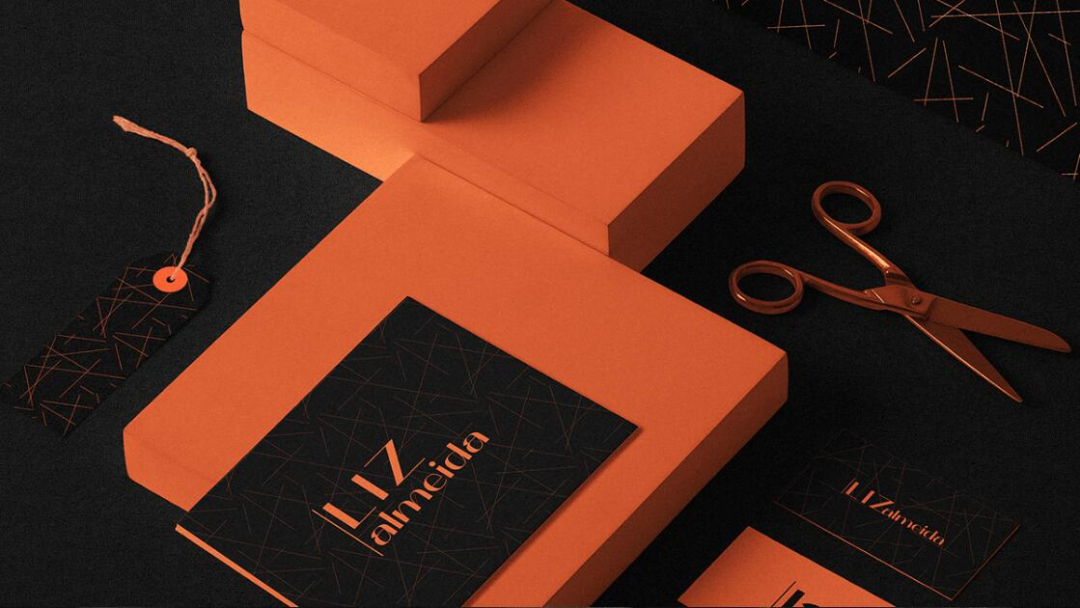 個性與時尚的Liz Almeida服裝品牌vi設計，以“雜亂而有序排列的線元素為輔助識別