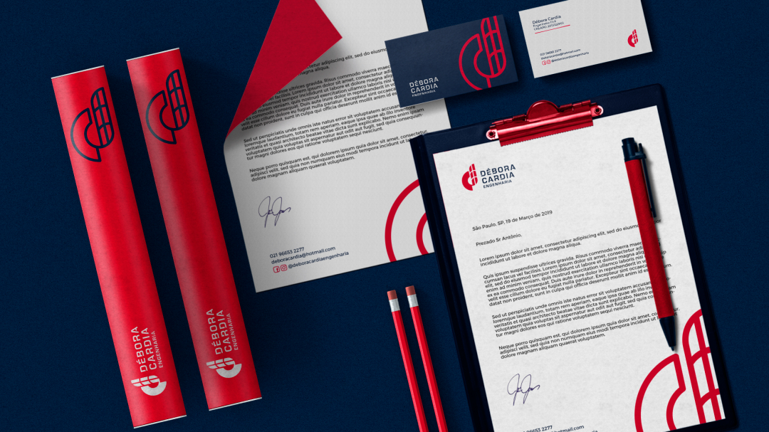 Débora Cardia 土木建筑公司品牌形象設(shè)計(jì)logo設(shè)計(jì)vi設(shè)計(jì)，字母dc+大樓圖形