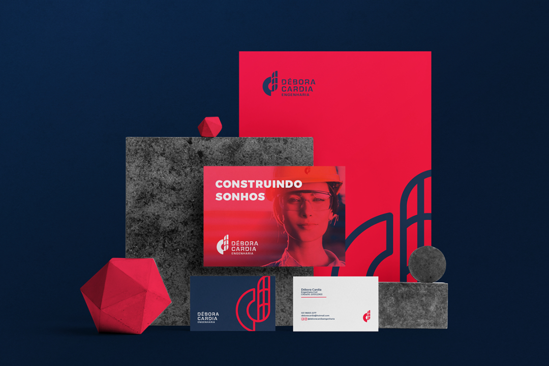 Débora Cardia 土木建筑公司品牌形象設(shè)計(jì)logo設(shè)計(jì)vi設(shè)計(jì)，字母dc+大樓圖形
