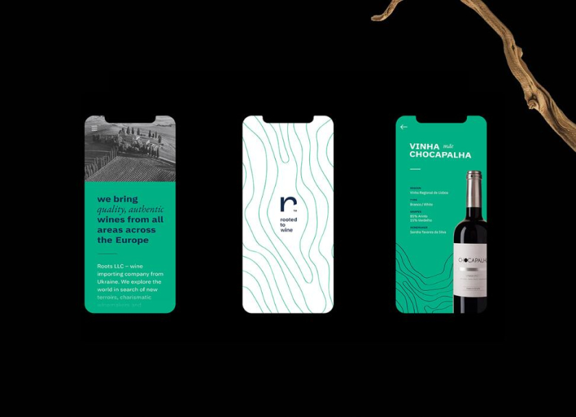 Roots 烏克蘭進口葡萄酒公司vi設計，梯田線條元素
