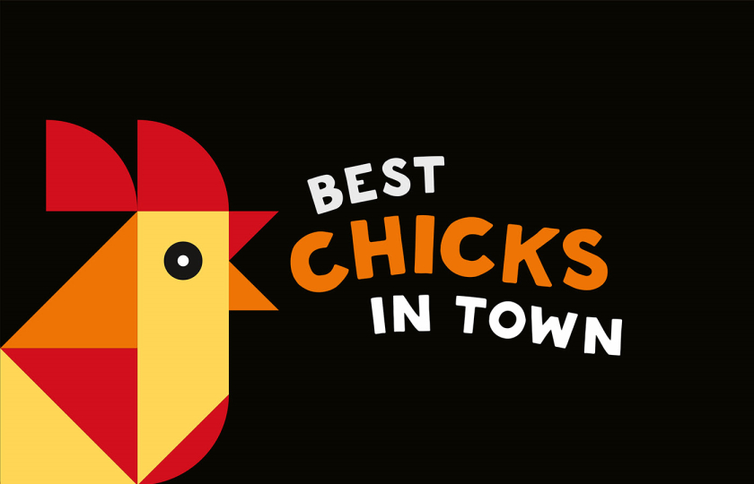 Chicken Cafe 幾何色塊小雞咖啡餐飲”LOGO+輔助圖形”設計