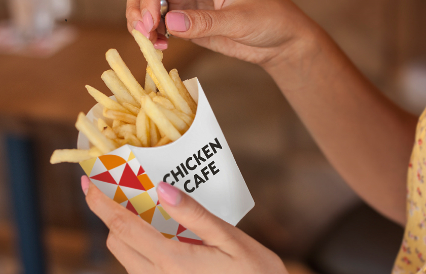 Chicken Cafe 幾何色塊小雞咖啡餐飲”LOGO+輔助圖形”設計