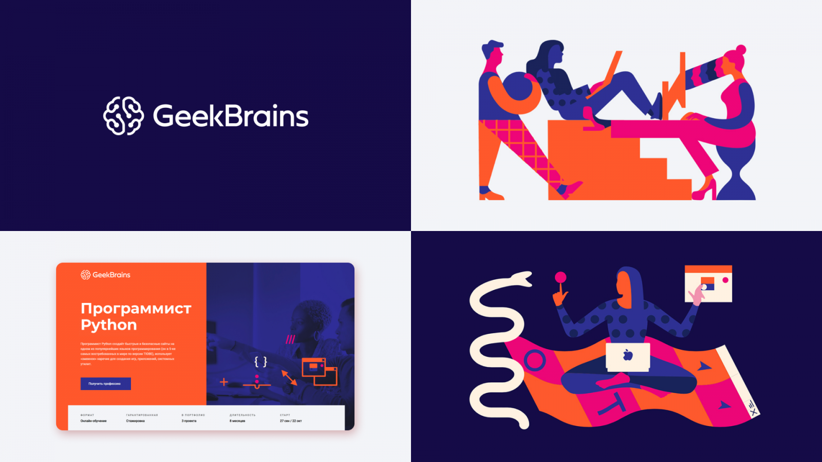 “Sage智者”品牌原型視覺形象設計：GeekBrains-教育性IT門戶品牌logo-vi視覺設計