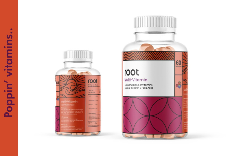根系營養 Root Nutrition 維生素補充劑保健品線條插畫包裝設計