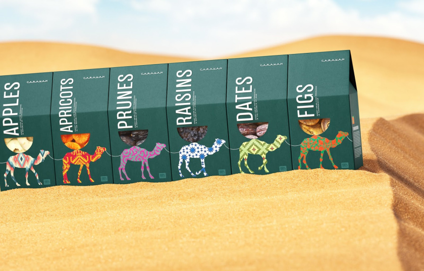  Caravan 堅果和干果品牌包裝設計“駱駝”主視覺形象