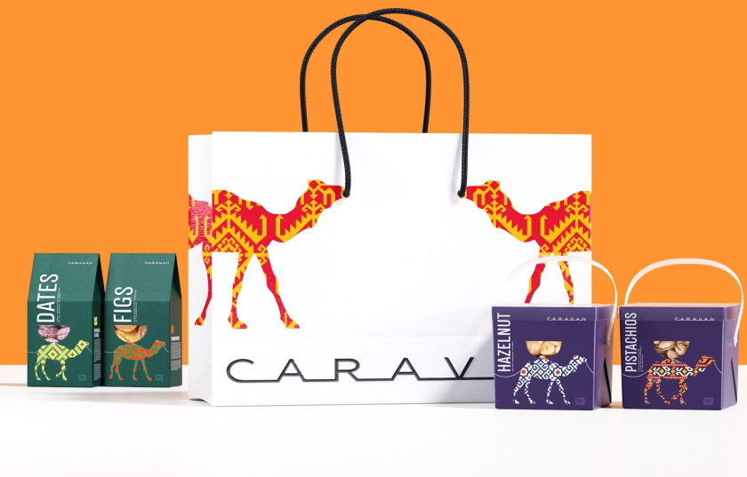  Caravan 堅果和干果品牌包裝設計“駱駝”主視覺形象