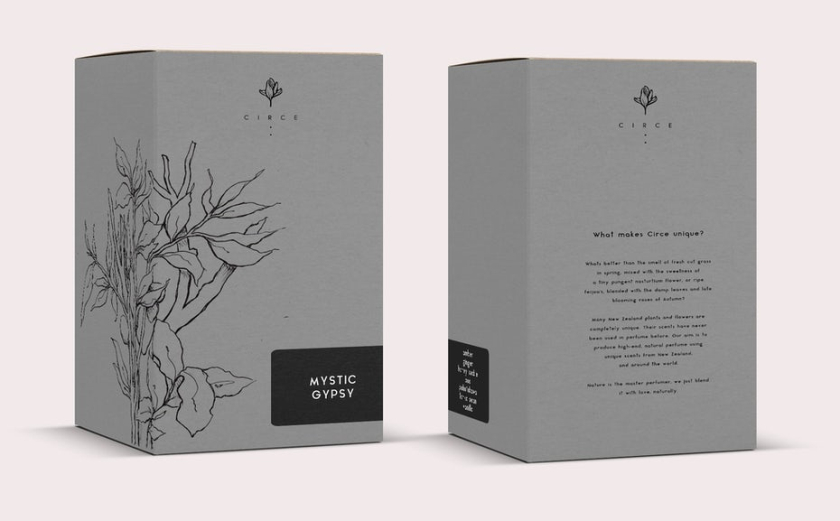 帶有自然插圖的香水盒包裝設計