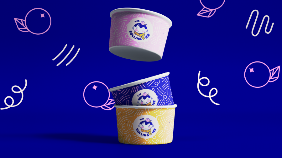 The Rolling Ice 流動(dòng)車冰淇淋品牌logo設(shè)計(jì)vi設(shè)計(jì)“泰國男孩”圖形