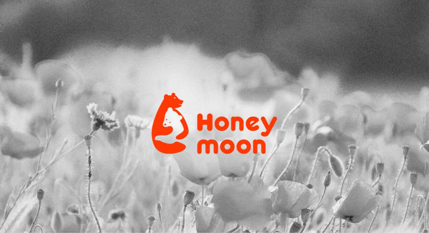 Honey moon 蜂蜜品牌正負形擁抱熊logo設計