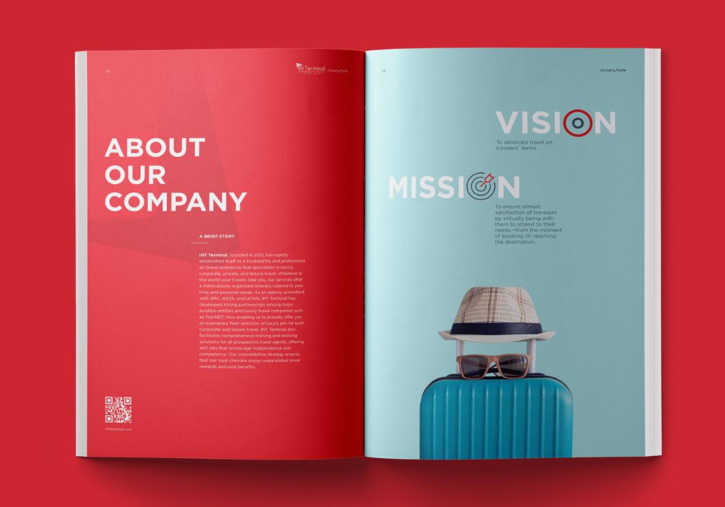 Terminal定制旅游公司宣傳畫冊設計“紅藍配色”，全方位的服務