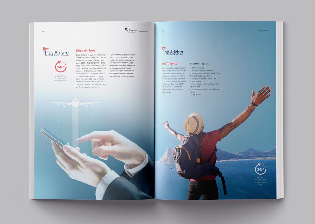 Terminal定制旅游公司宣傳畫冊設計“紅藍配色”，全方位的服務