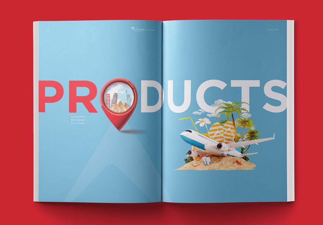 Terminal定制旅游公司宣傳畫冊設計“紅藍配色”，全方位的服務