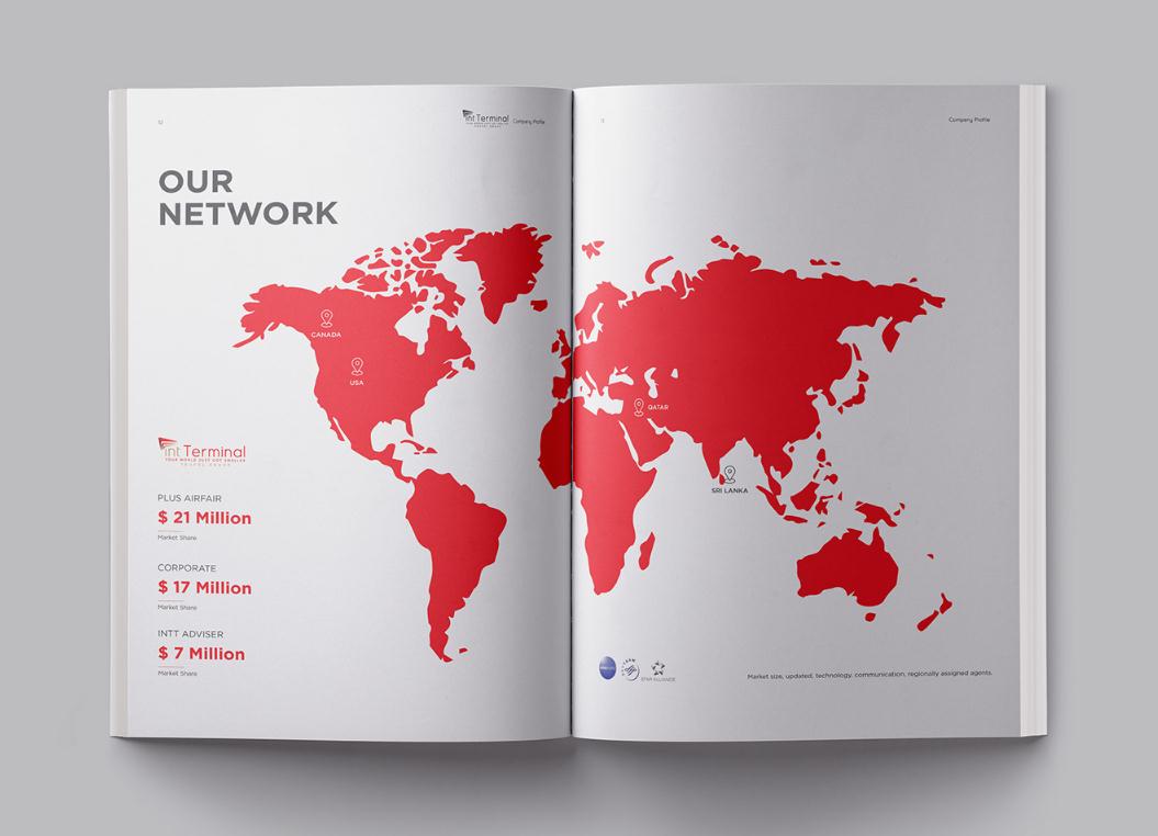 Terminal定制旅游公司宣傳畫冊設計“紅藍配色”，全方位的服務
