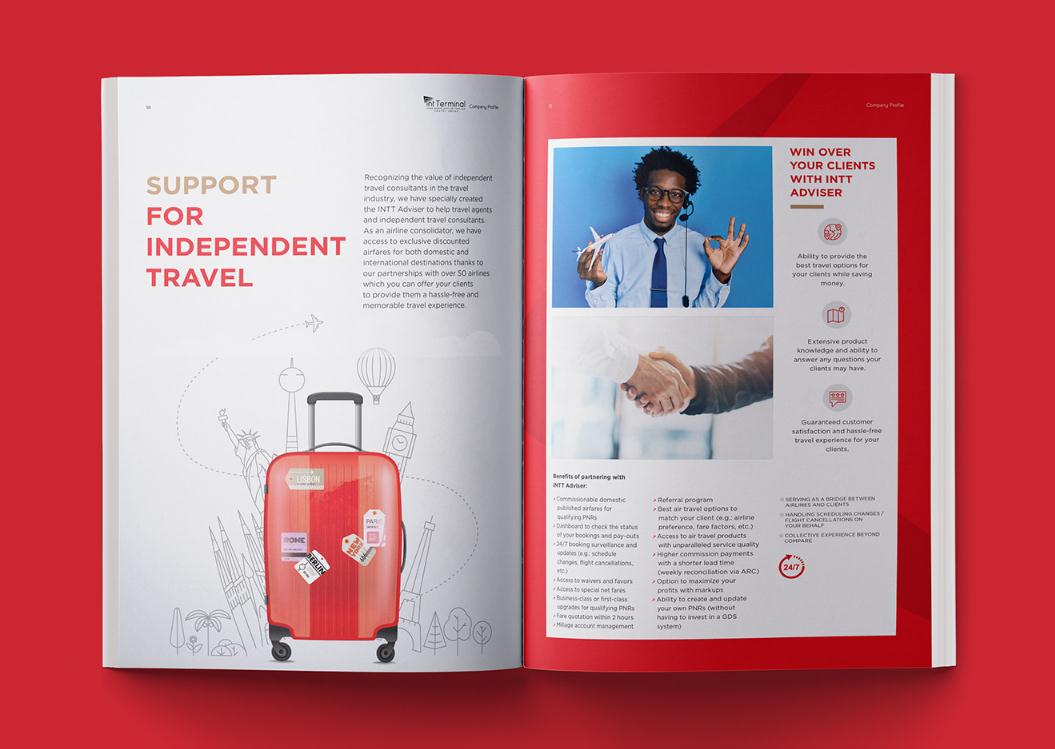 Terminal定制旅游公司宣傳畫冊設計“紅藍配色”，全方位的服務