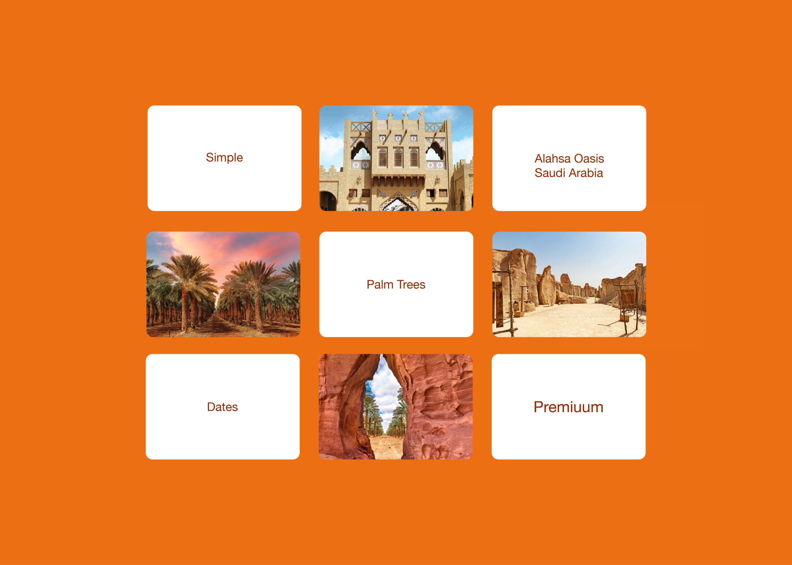 Joodah沙特棗子包裝設計，著名旅游地標-蓋薩里亞購物市場同色系插畫