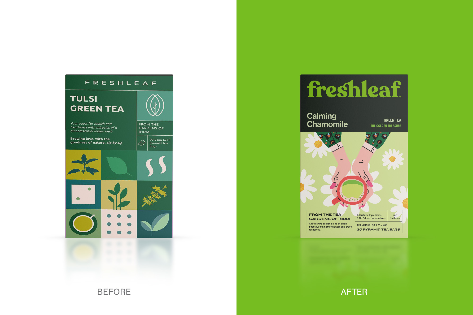 Freshleaf袋泡茶葉包裝設計-新舊包裝對比