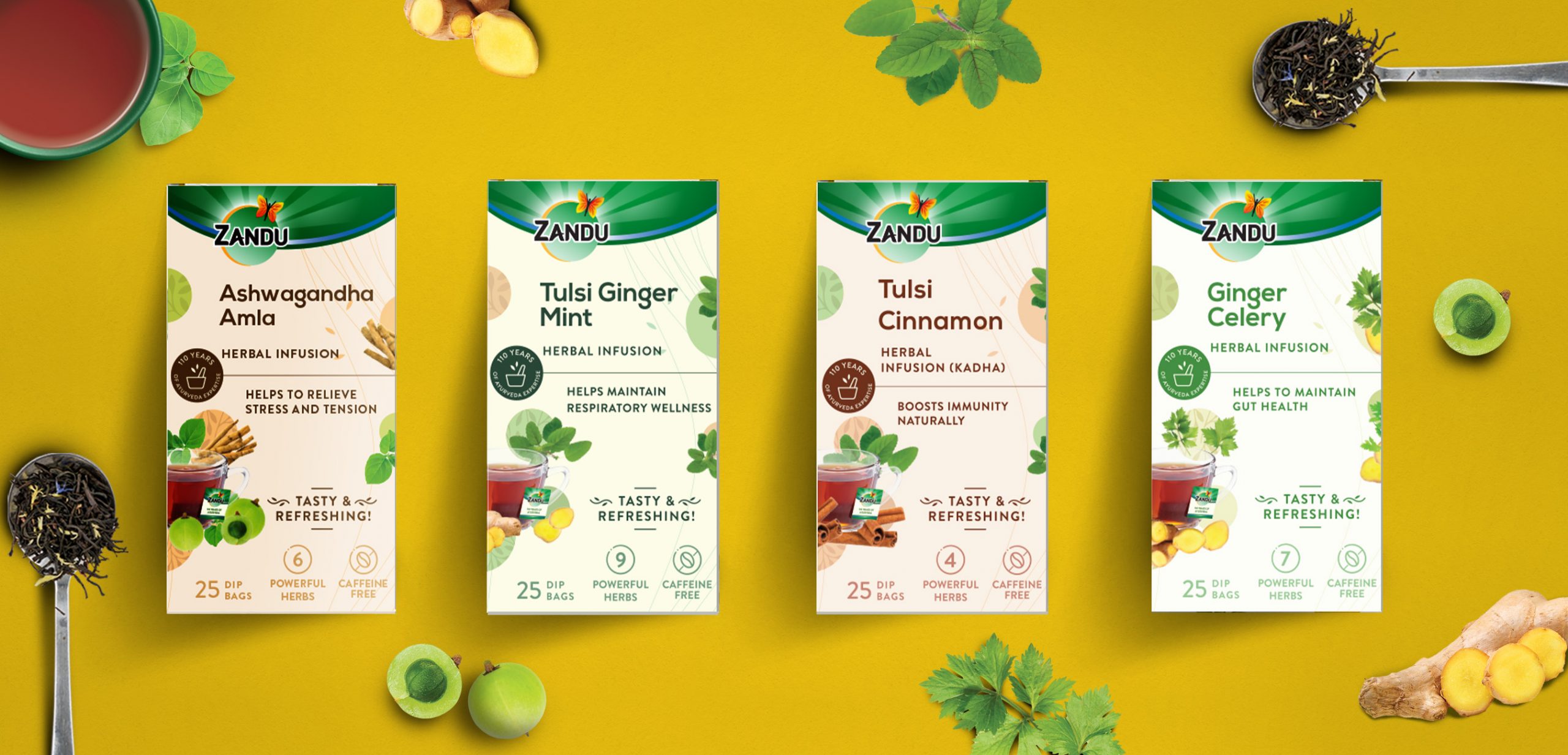 zandu蘋果醋果汁蜂蜜水果花茶系列食品包裝設計，統一的包裝頂部設計