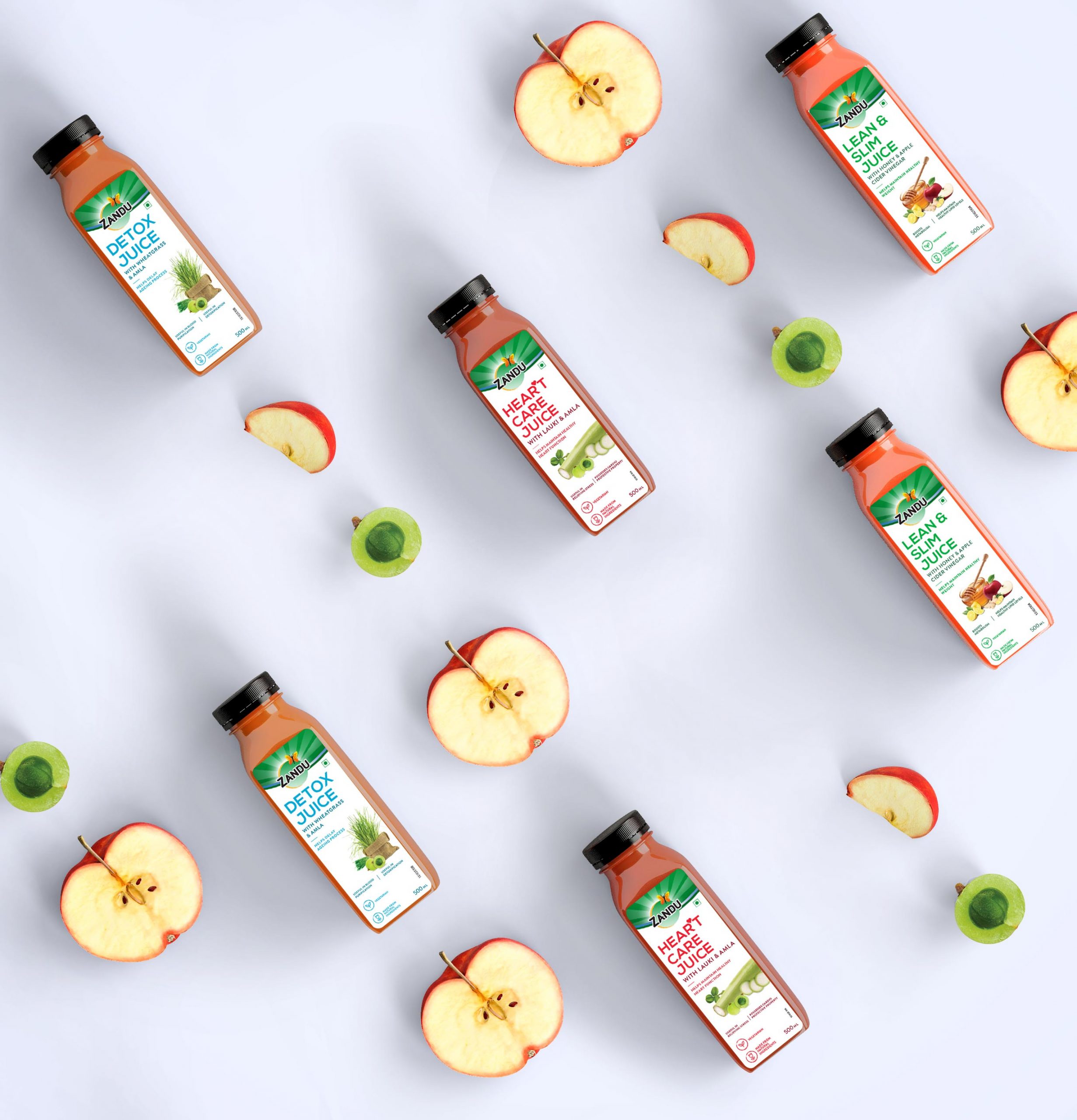 zandu蘋果醋果汁蜂蜜水果花茶系列食品包裝設計，統一的包裝頂部設計