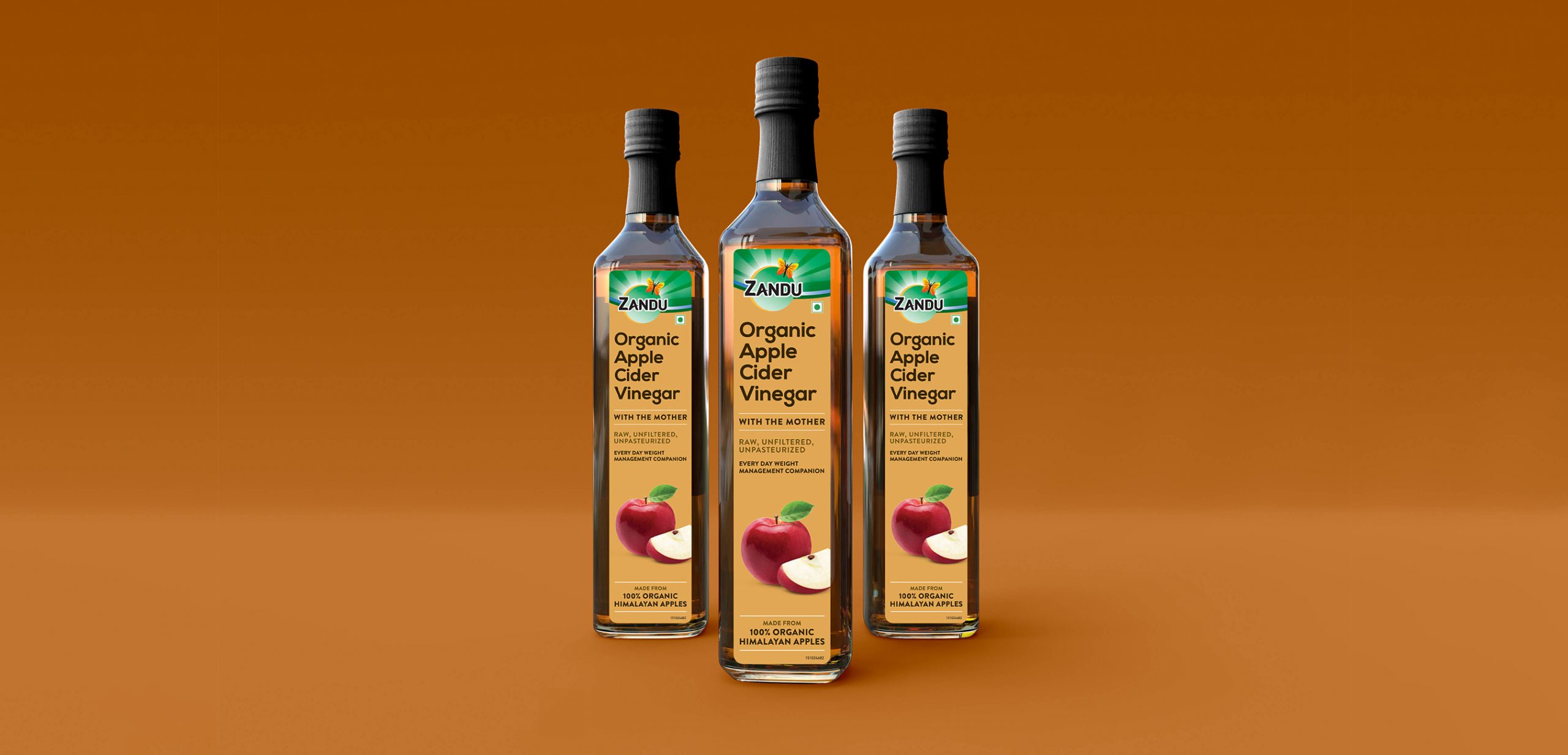 zandu蘋果醋果汁蜂蜜水果花茶系列食品包裝設計，統一的包裝頂部設計