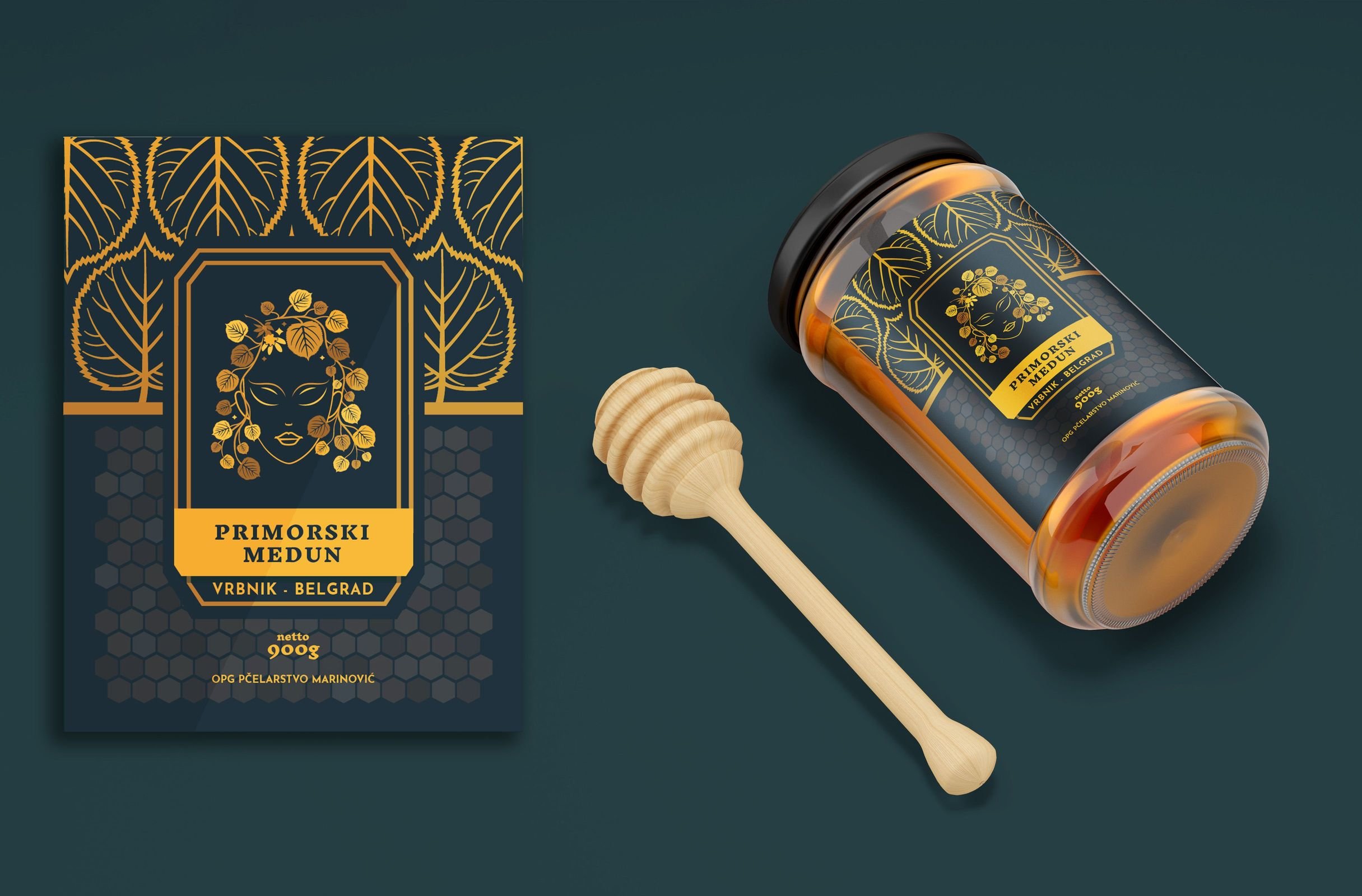 PRIMORSKI 灌裝蜂蜜標(biāo)簽包裝設(shè)計“人物”頭像插畫