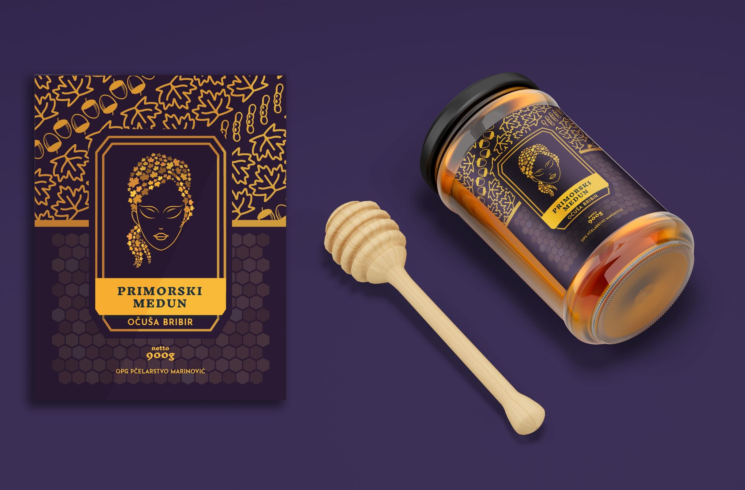 PRIMORSKI 灌裝蜂蜜標(biāo)簽包裝設(shè)計“人物”頭像插畫