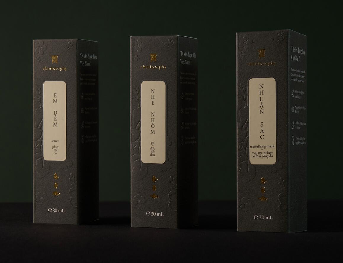 Skinlosophy 東方中藥草本化妝品包裝設(shè)計(jì)“金箔沖壓工藝”