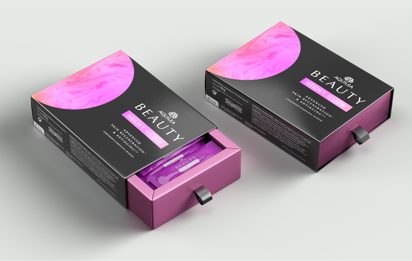 AQUILEA貴婦逆齡飲日夜沖飲套裝營(yíng)養(yǎng)美容產(chǎn)品包裝設(shè)計(jì)