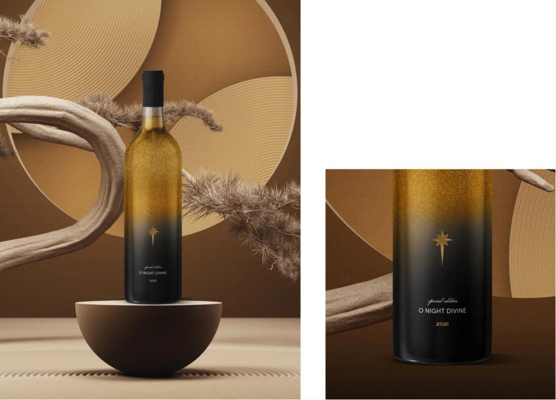 Nero Atelier葡萄酒包裝設(shè)計，優(yōu)雅與奢華的天使與星星圖案