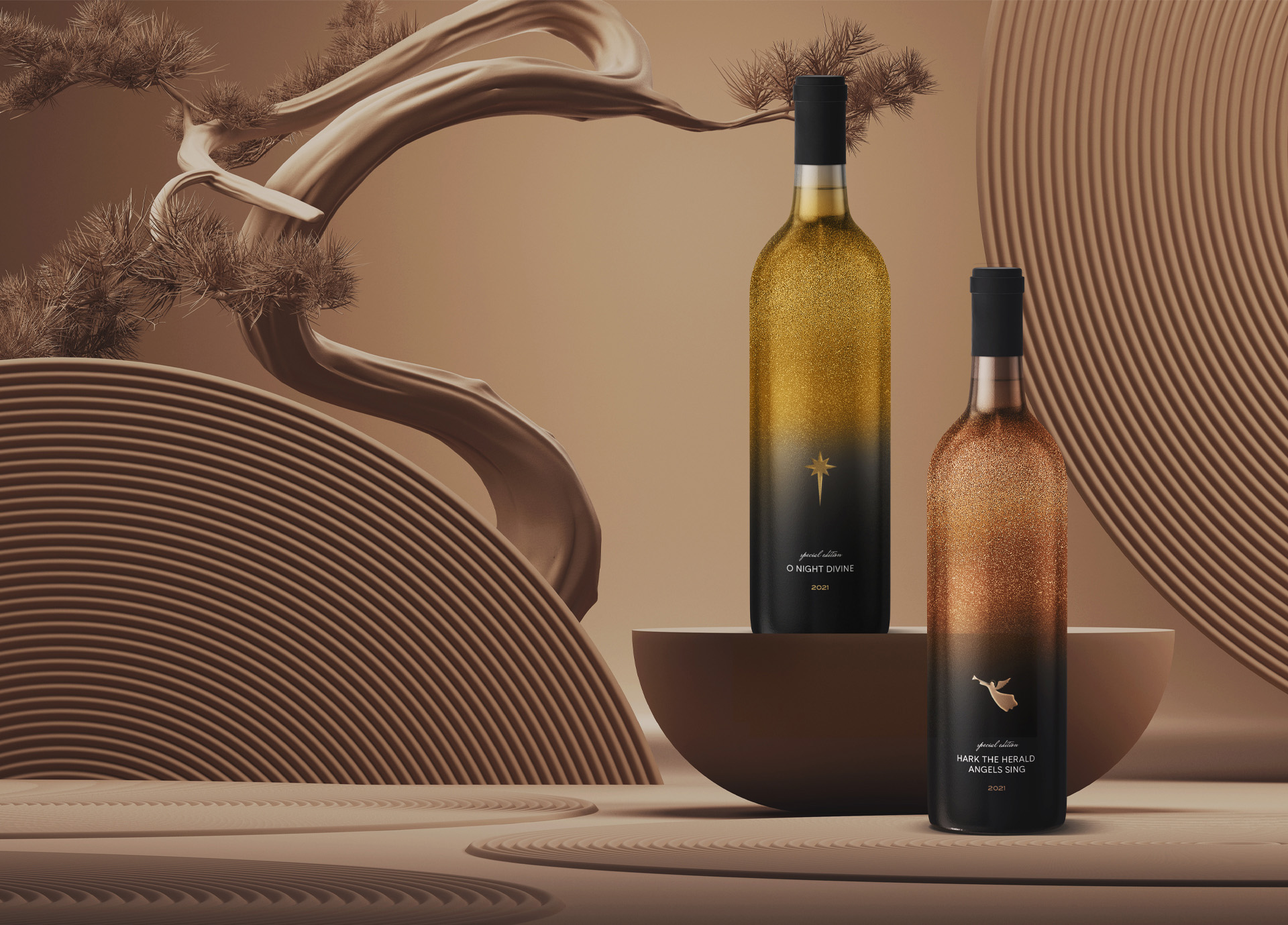 Nero Atelier葡萄酒包裝設(shè)計，優(yōu)雅與奢華的天使與星星圖案