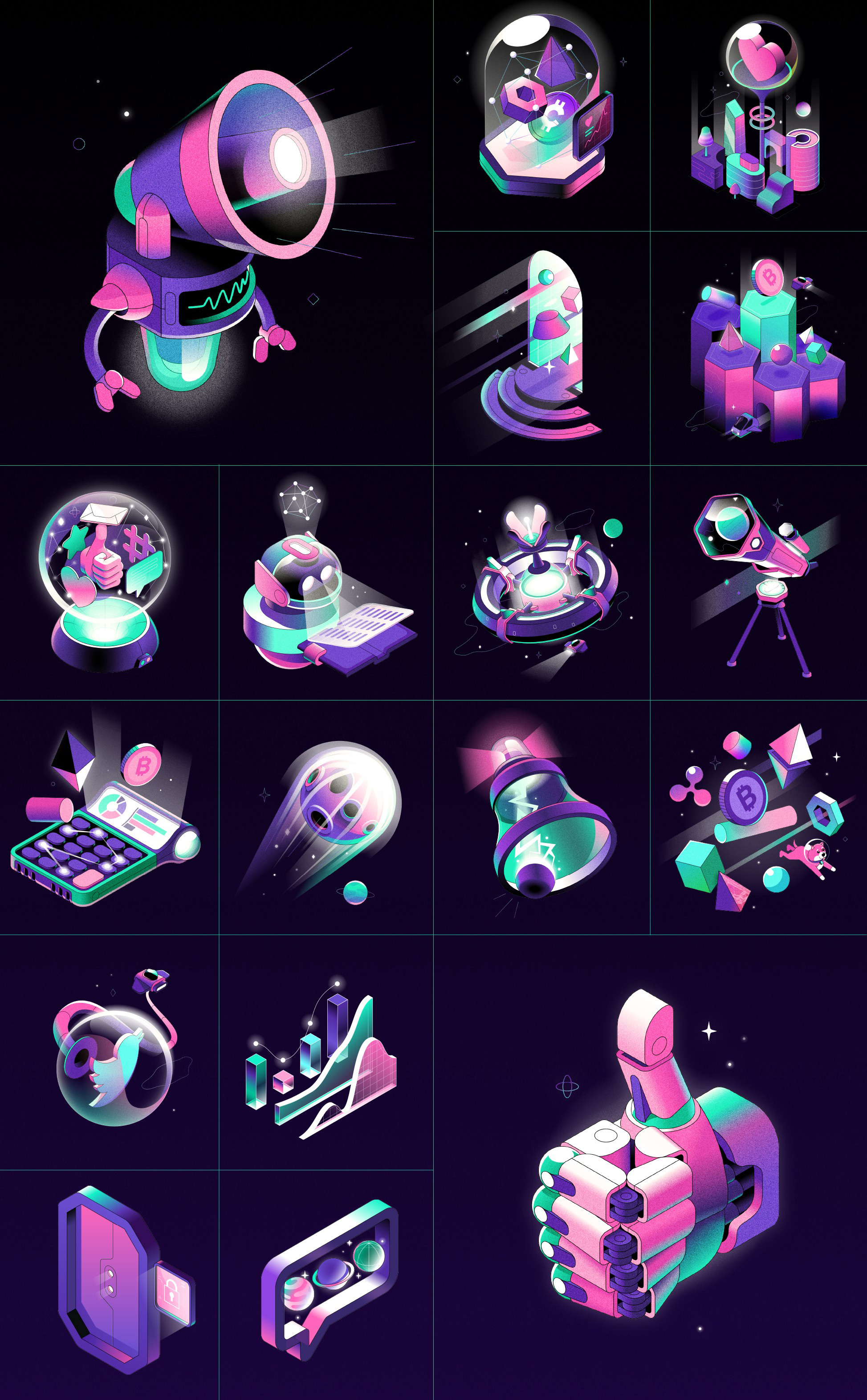 LunarCrush比特幣數(shù)字貨幣數(shù)據(jù)分析平臺新標志vi設計，強烈iT科技風格