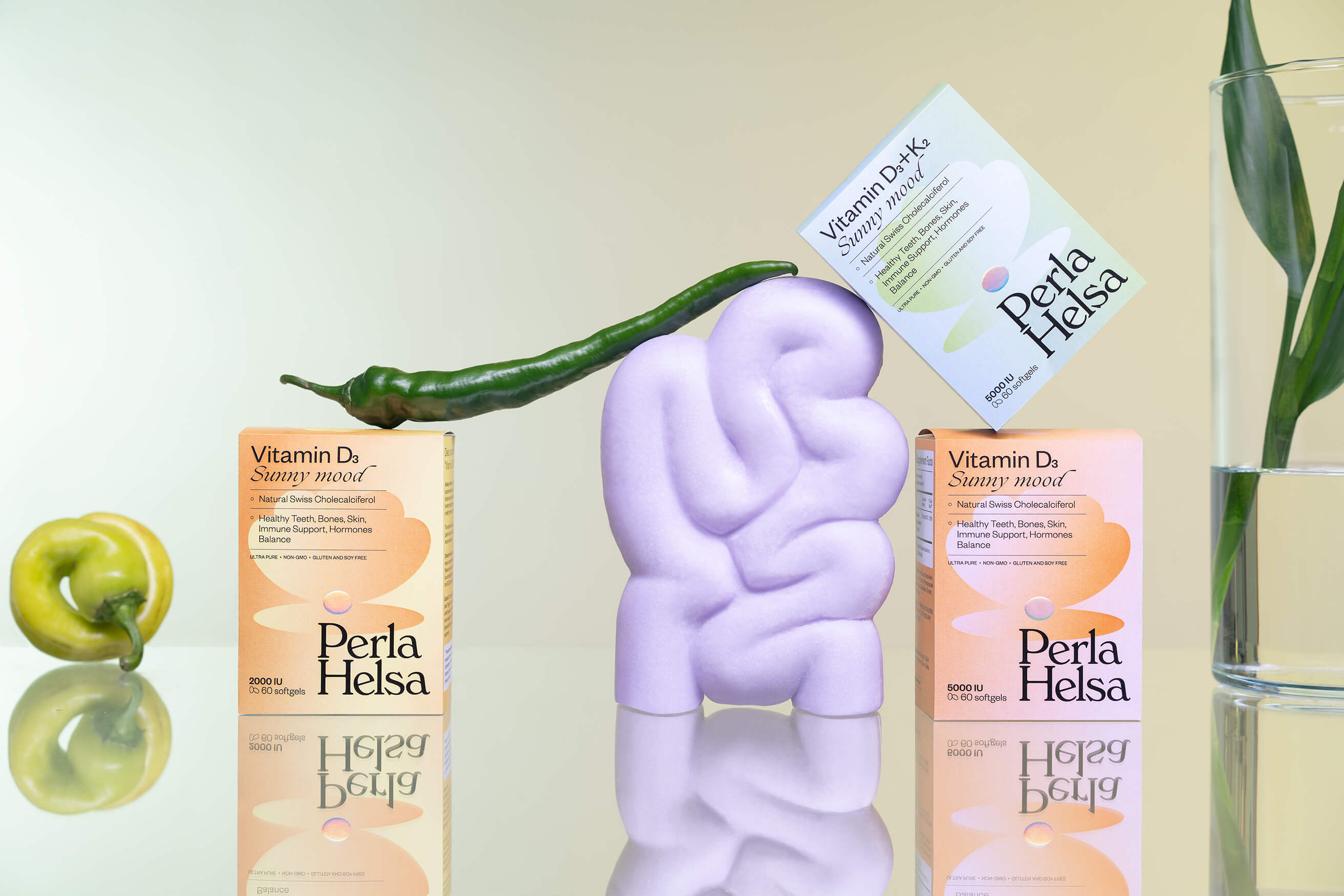 Perla Hesla膳食營養補充劑保健品包裝設計，貝殼珍珠元素+優雅漸變設計