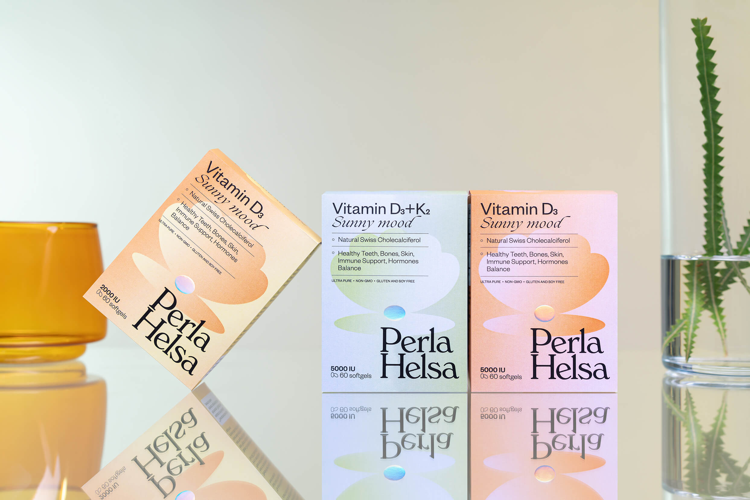 Perla Hesla膳食營養補充劑保健品包裝設計，貝殼珍珠元素+優雅漸變設計