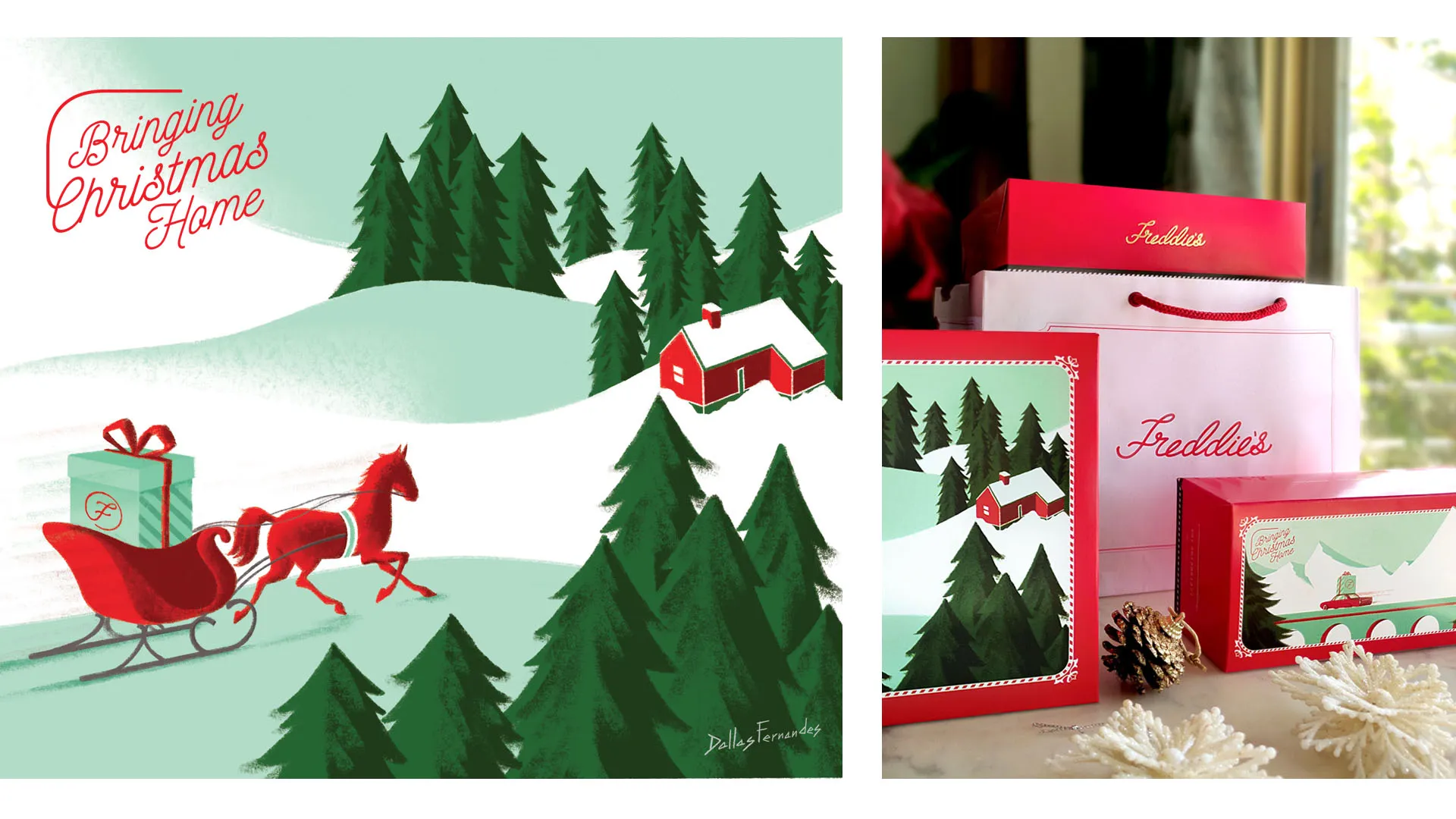 FREDDIE圣誕糖果節(jié)日禮品包裝設(shè)計(jì)，將圣誕帶回家插畫