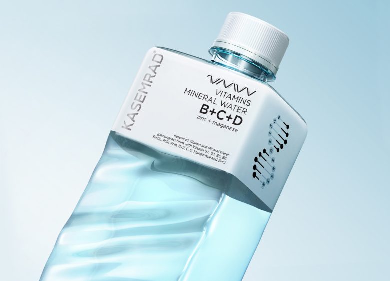 KASEMRAD天然維生素礦泉水溪流波紋瓶形設計包裝設計