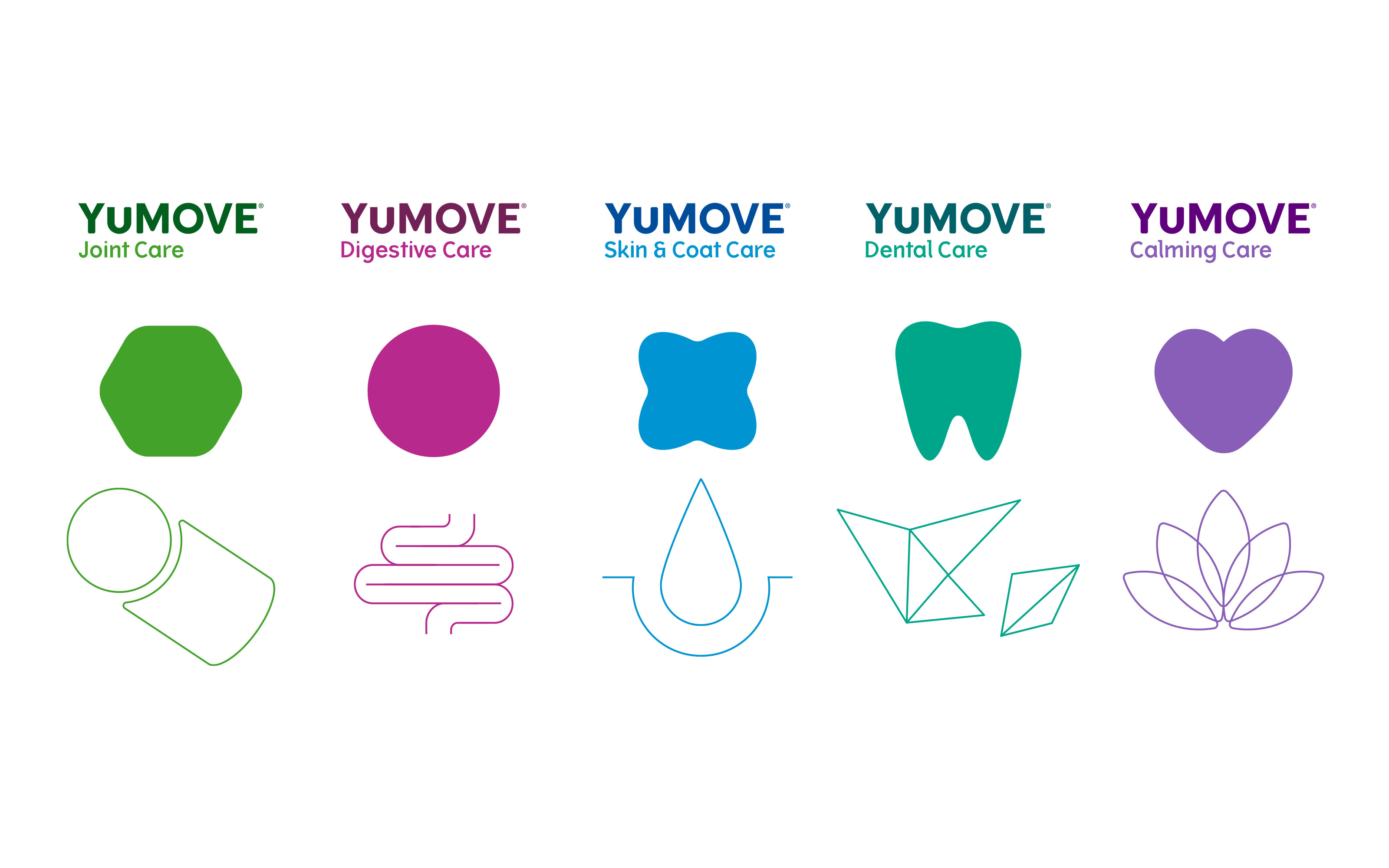 YuMOVE寵物護理品牌戰略策劃與系列產品包裝形象更新設計‘色塊+線條“