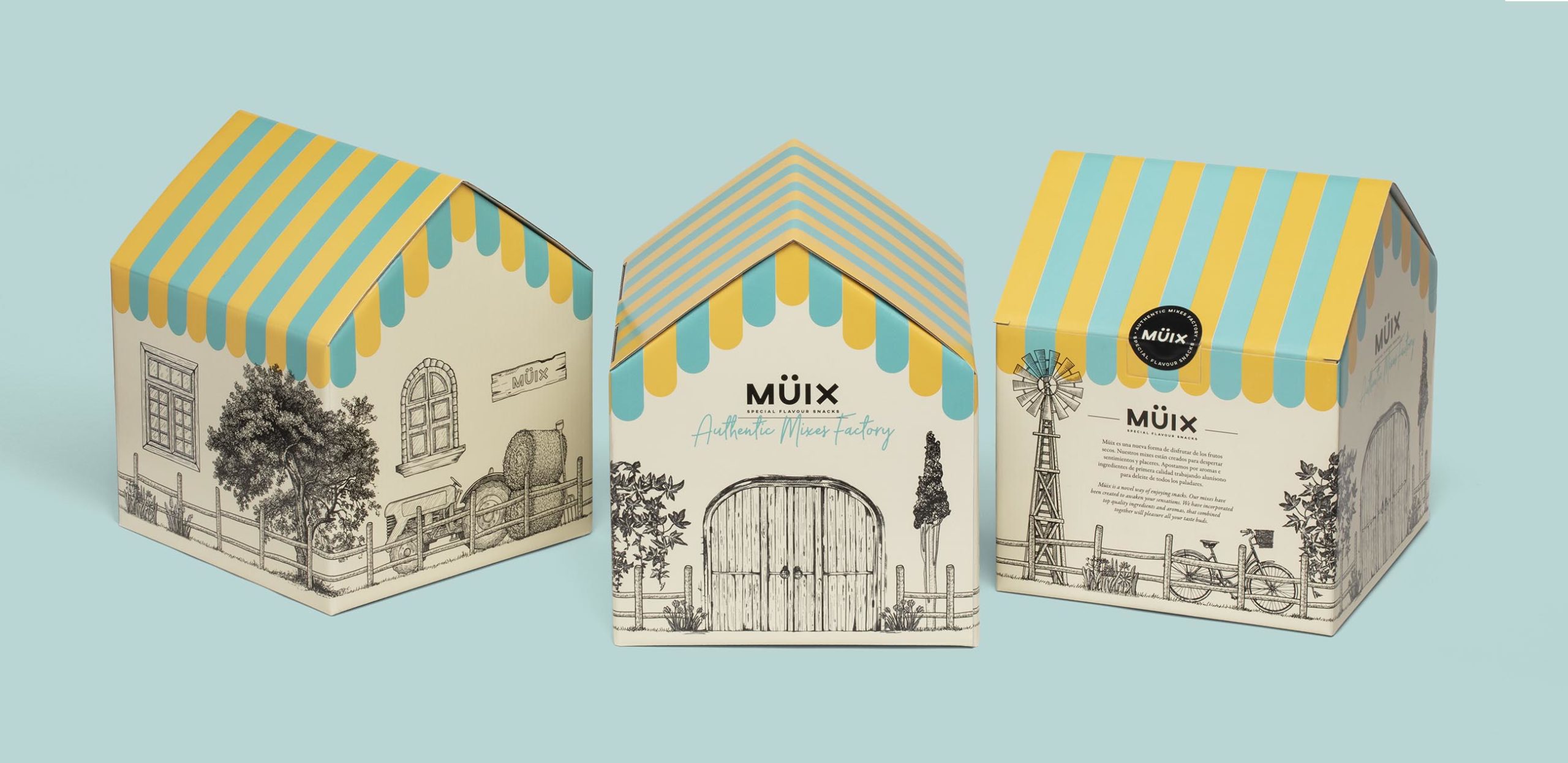 Müix混合口味堅果食品包裝設計“動物擬人”插畫