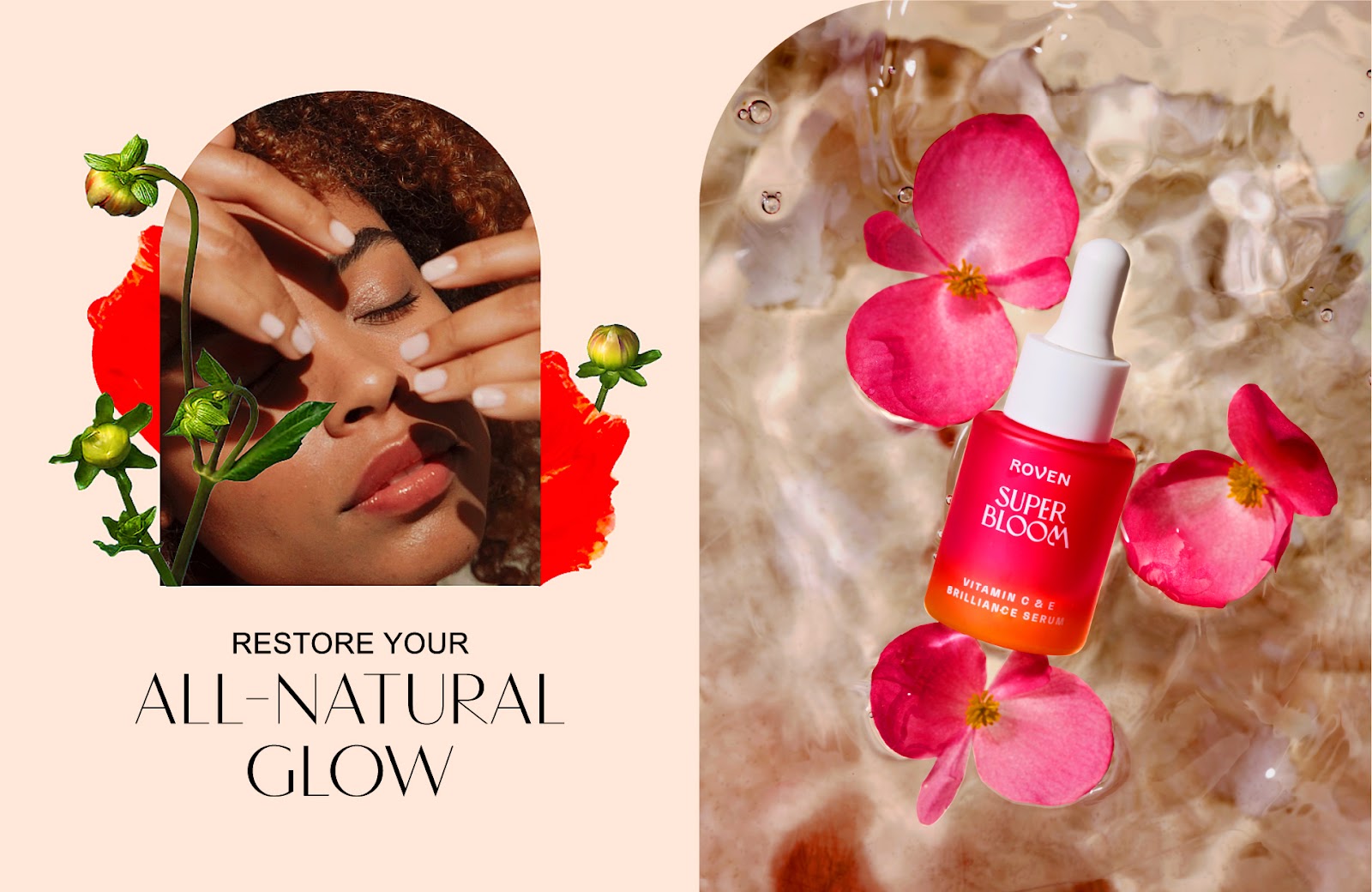 Superbloom 純植物素化妝品包裝設計，漸變水彩綻放女性美麗