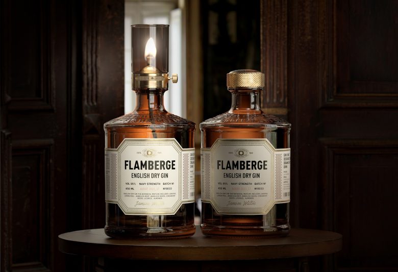 高端風格Flamberg 杜松子酒藥酒包裝設計禮盒設計，包含35種植物