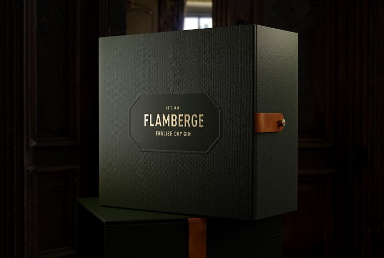 高端風格Flamberg 杜松子酒藥酒包裝設計禮盒設計，包含35種植物