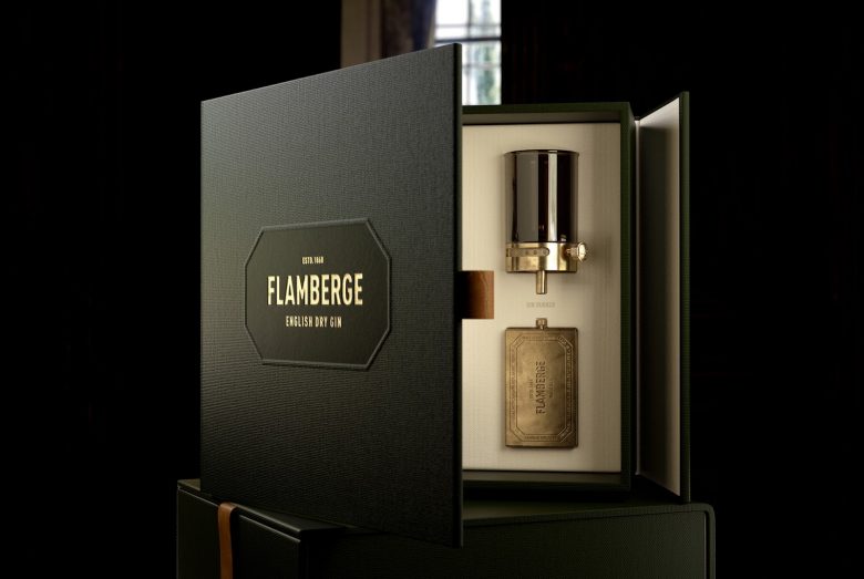 高端風格Flamberg 杜松子酒藥酒包裝設計禮盒設計，包含35種植物