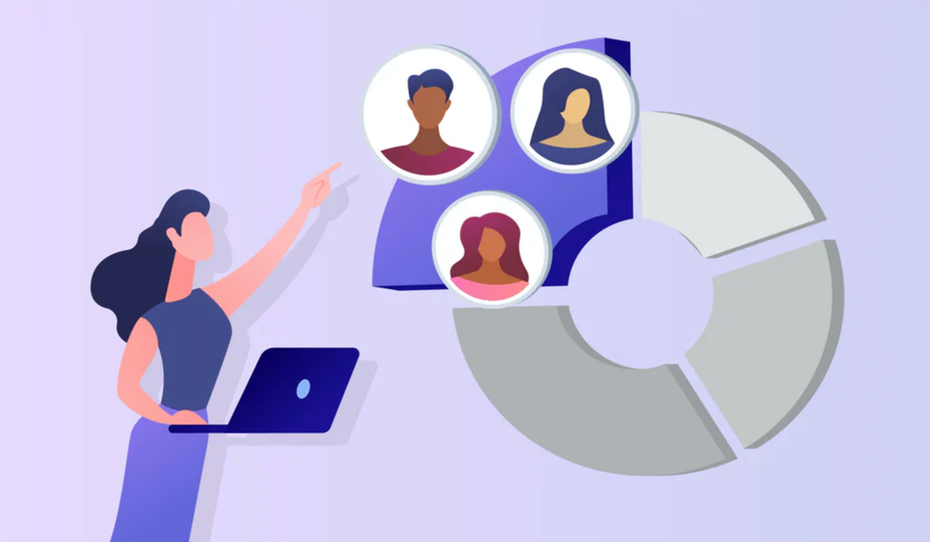 一個人指著三個觀眾角色